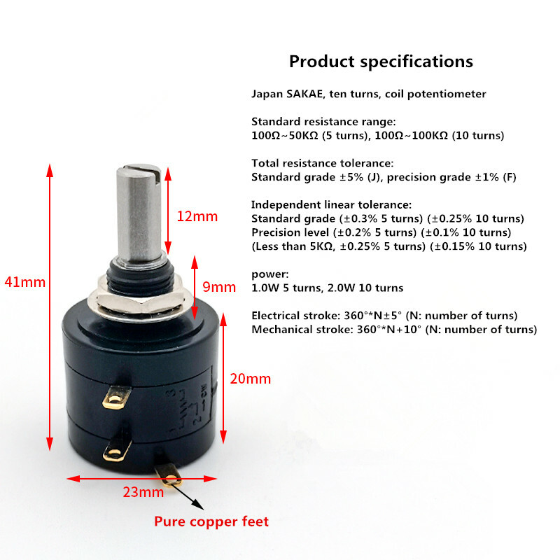 1pcs precision multi-turn wirewound potentiometer 1K 2K 5K 10K 22HPM-10