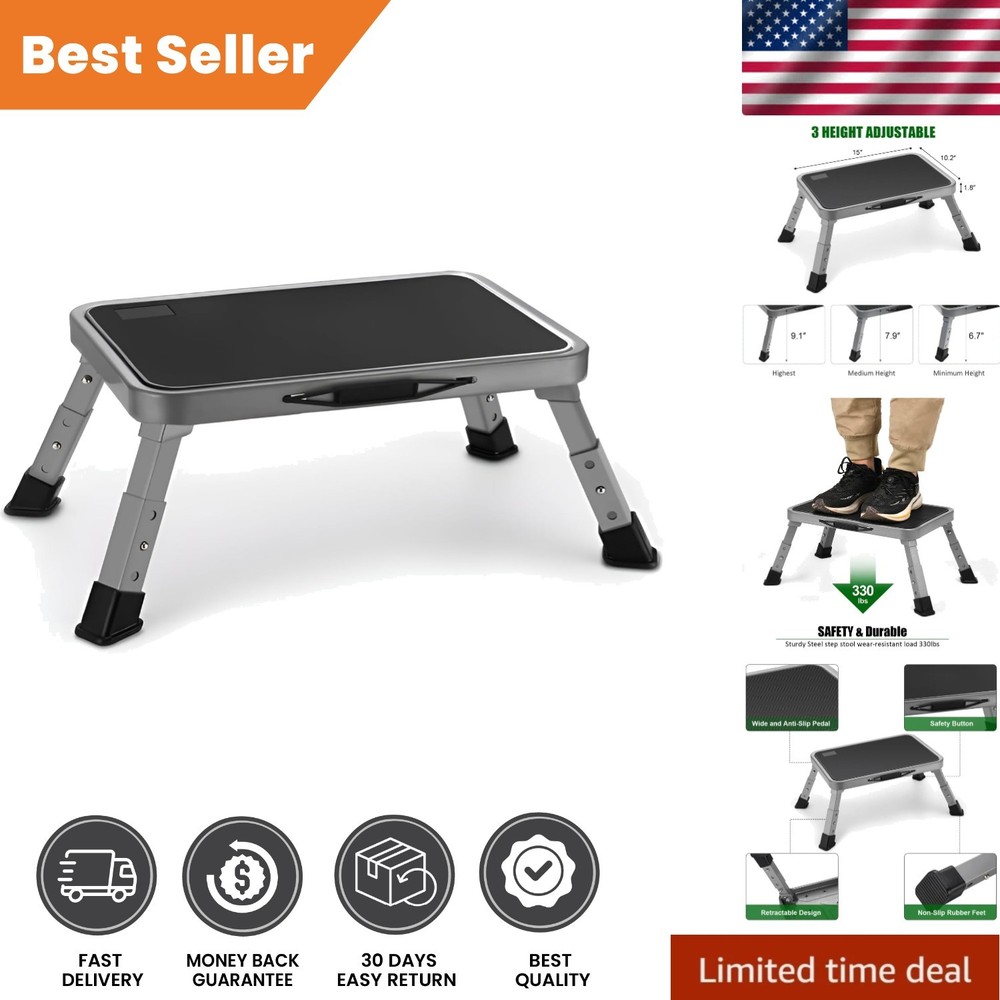 Foldable Step Stool with Non-Slip Platform - 330 Lbs Capacity, Portable Design