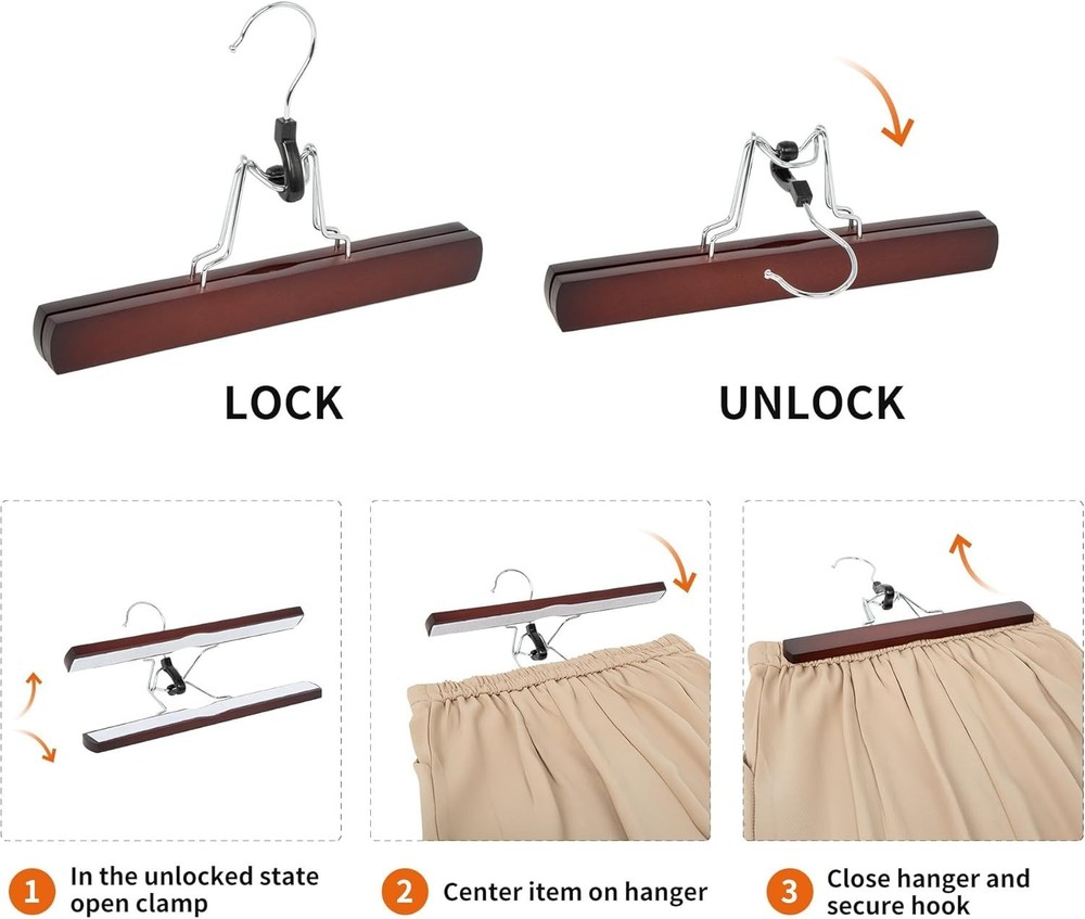 Wooden Pants Hangers Cherry 10 Pack...