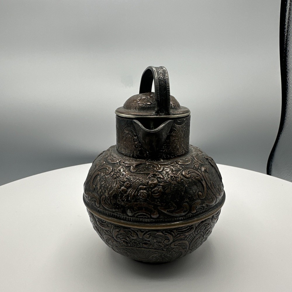 Antique E.G. Webster & Sons Repoussé Silver Plate Pitcher Figural Thermos