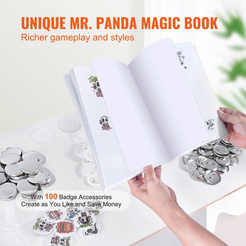 58mm Button Crafting Machine with Ergonomic Arc Press & Panda Magic Book
