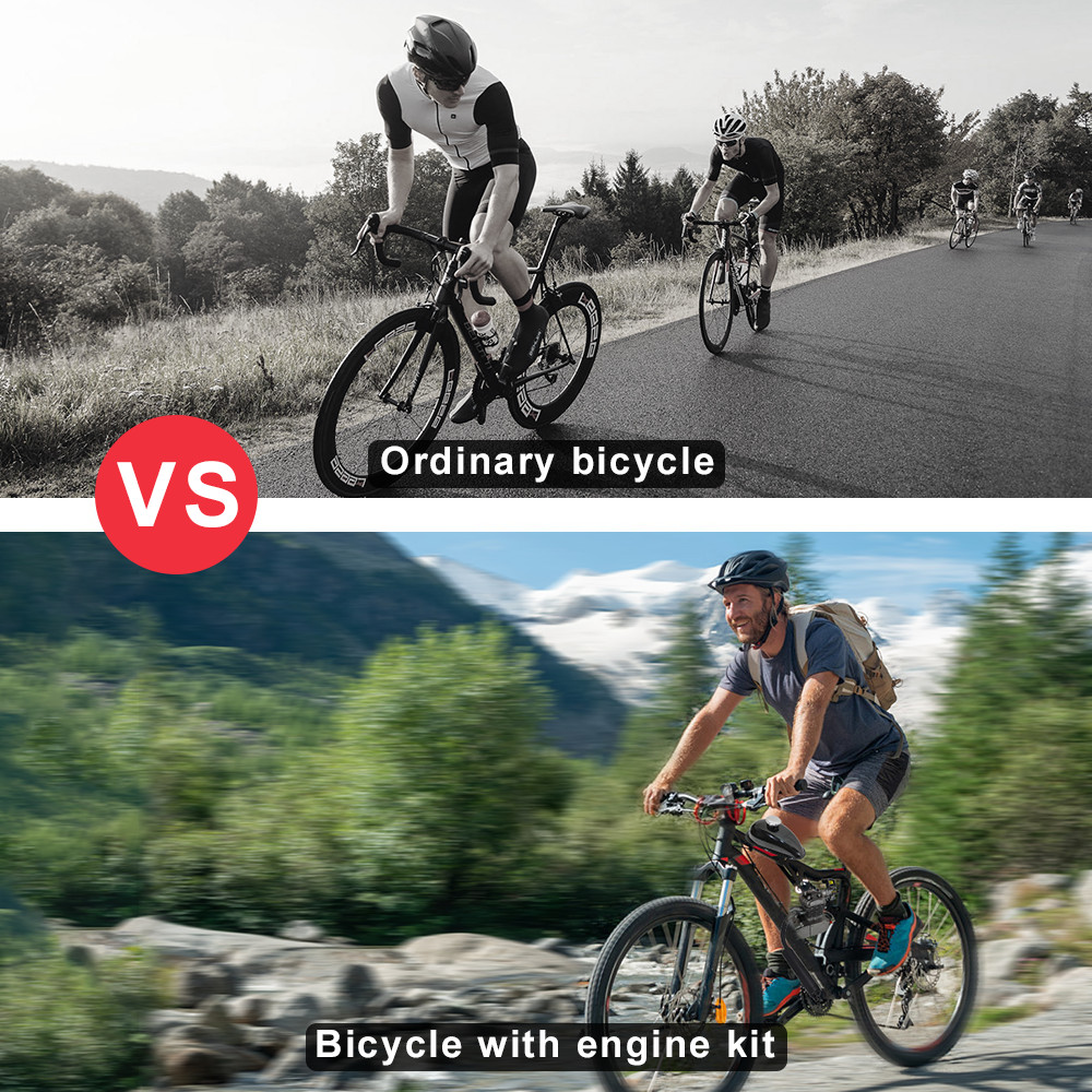 100cc 2-Stroke Engine Motor Kit for Motorized Bicycle Bike Gas Powered silver