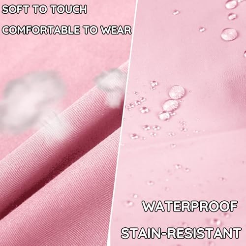 4 Packs Chef Apron with 2 Pockets, Waterproof Adjustable Polyester Blend Pink