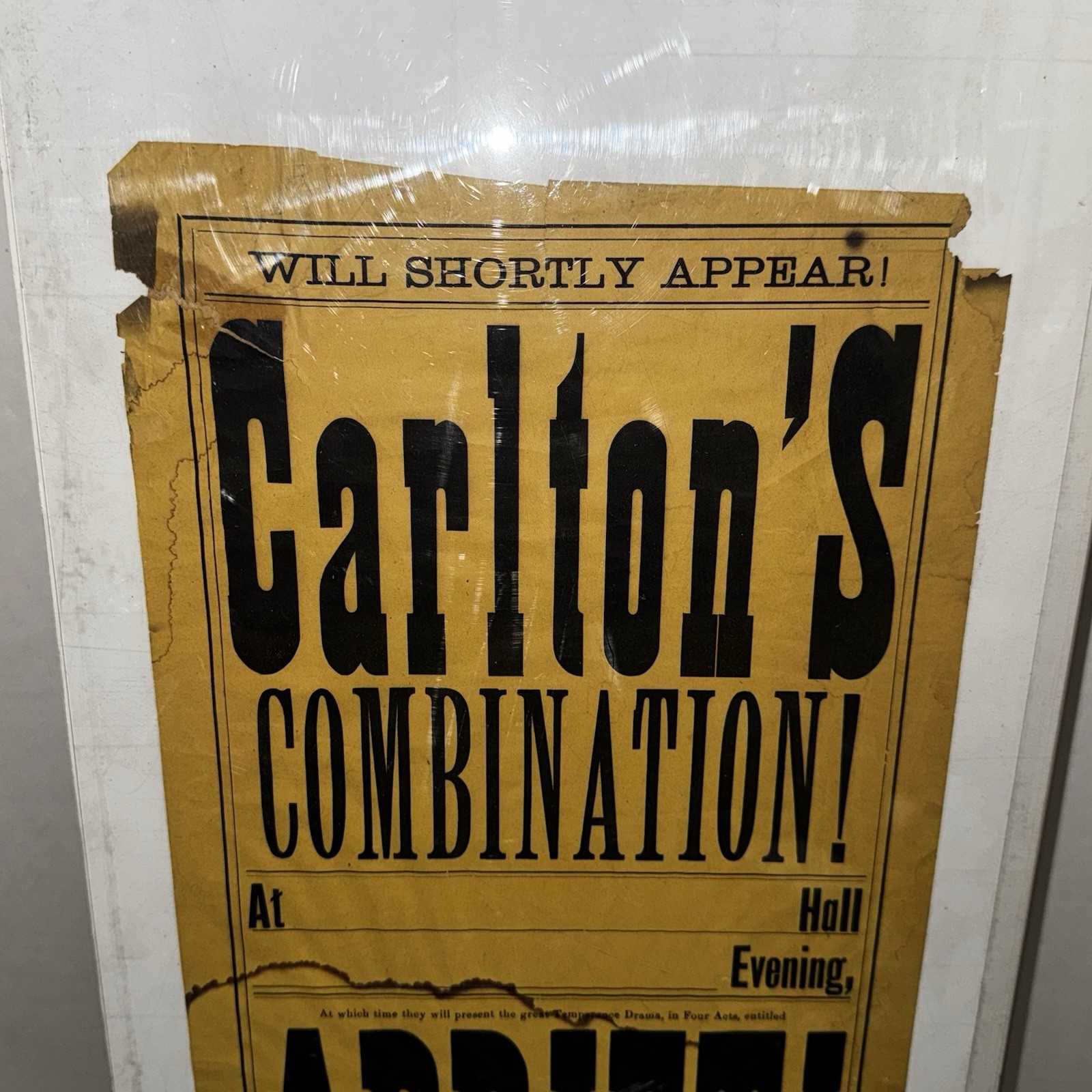 Antique 1880s Carlton’s Combination Adrift Uncle Jeff Theater Broadside Poster