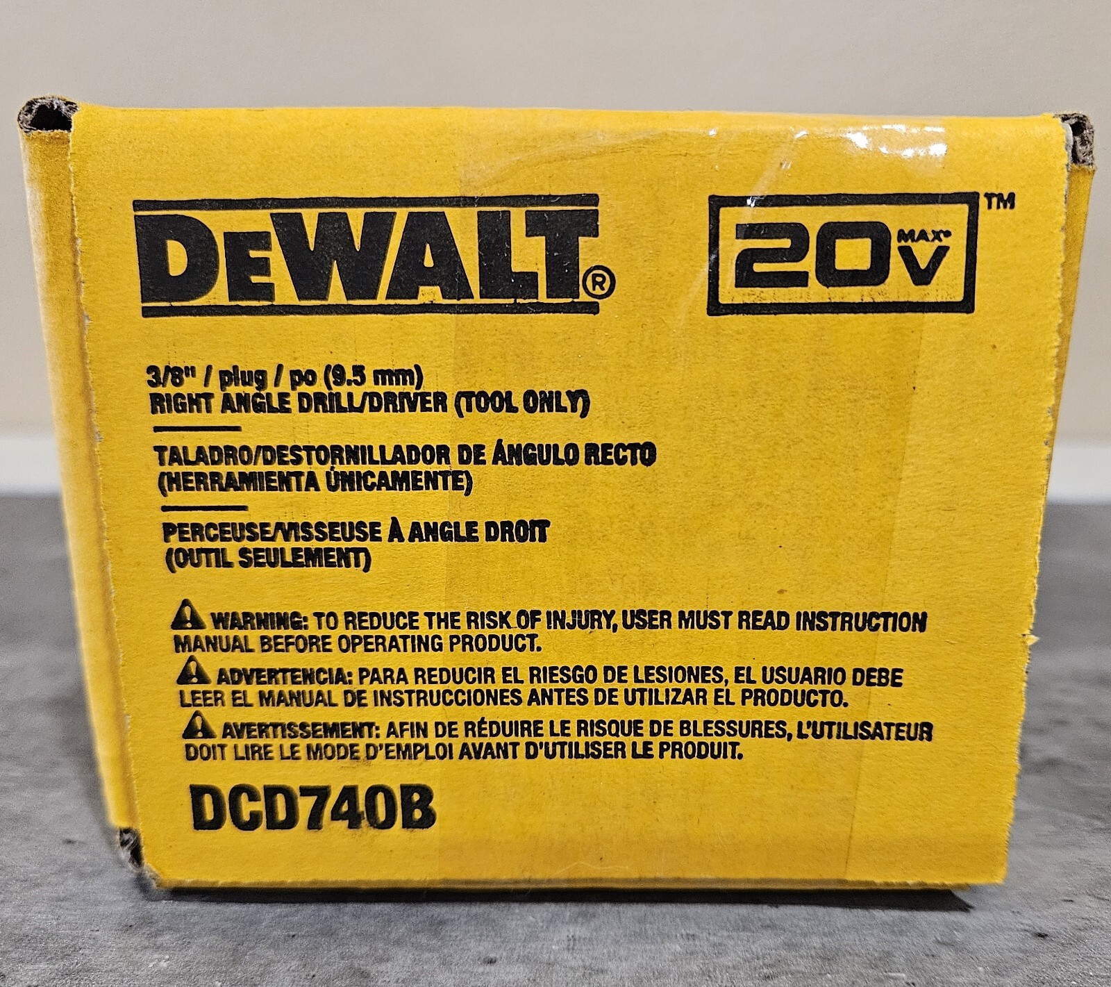 New DeWalt 20v Max Cordless 3/8" Right Angle Drill/Driver DCD740B 90 Degree