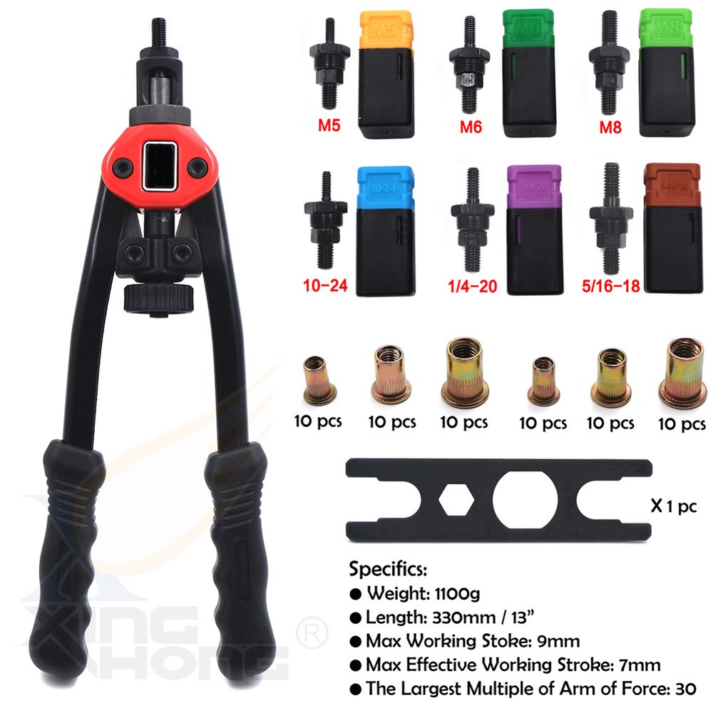 Hand Nut Riveter 330mm 13" Rivet Gun Kit Rivnut Thread Setting Tool Nut Setter N