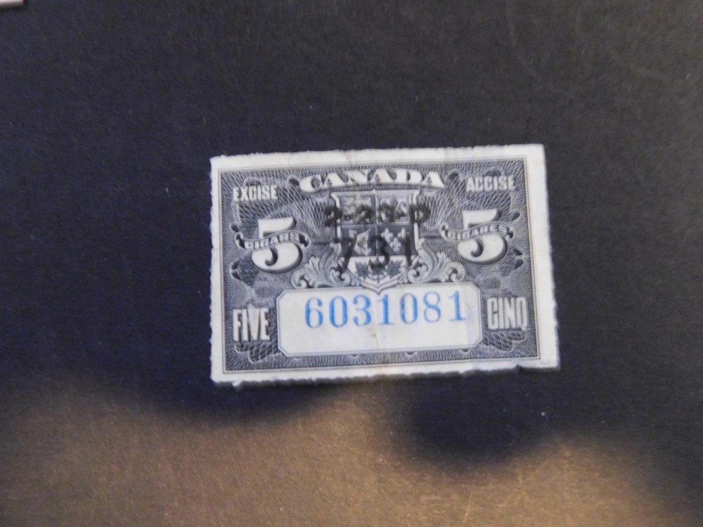 CANADA REVENUE EXCISE TAX 5 CIGARS, USED