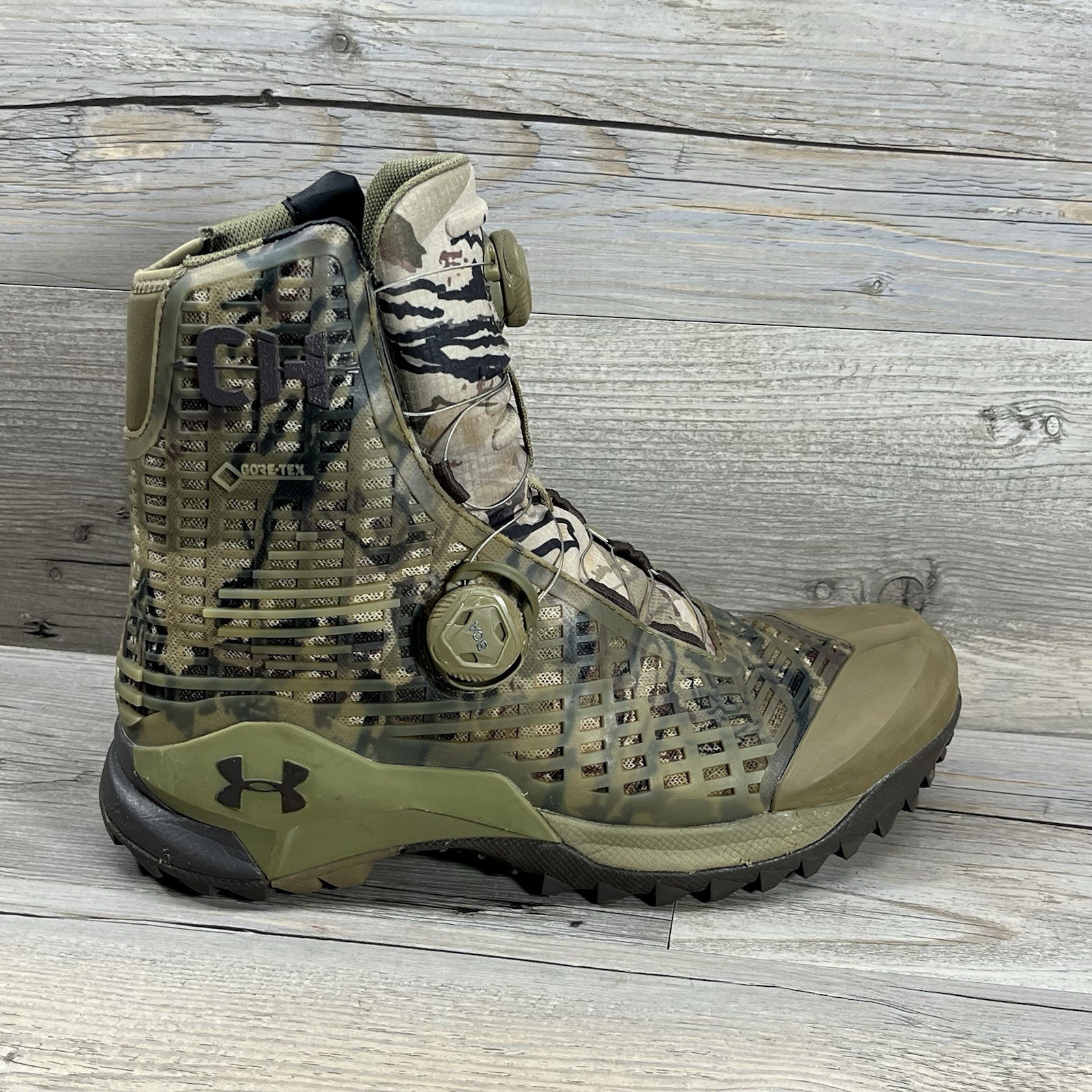 Under Armour Boots Men's 8.5 Cam Hanes CH1 Goretex Camo Hunting BOA Hiking