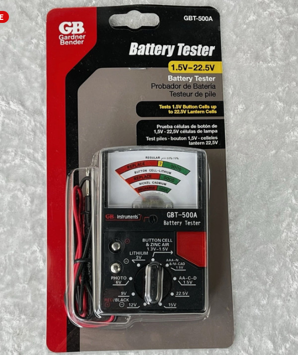 Analog Button Cell Battery Tester - 1.5V to 12V