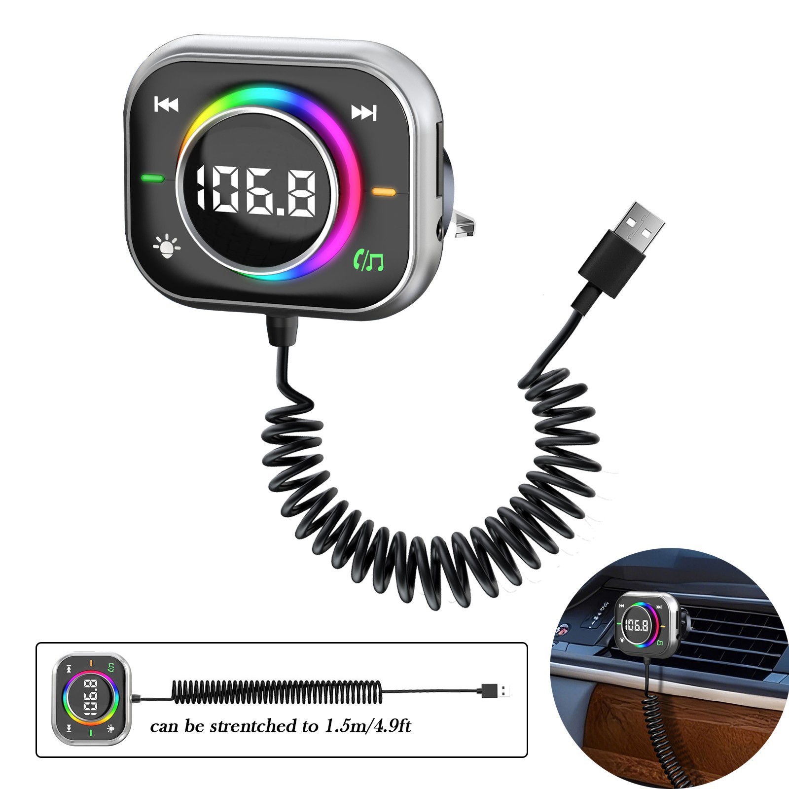 Bluetooth Car Adapter FM Transmitter USB AUX Radio Handsfree MP3 Music Player