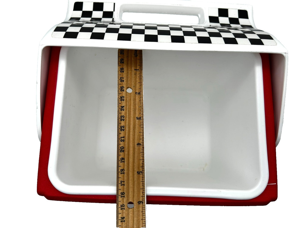 Igloo Black and White Checkered Red Cooler Side Button