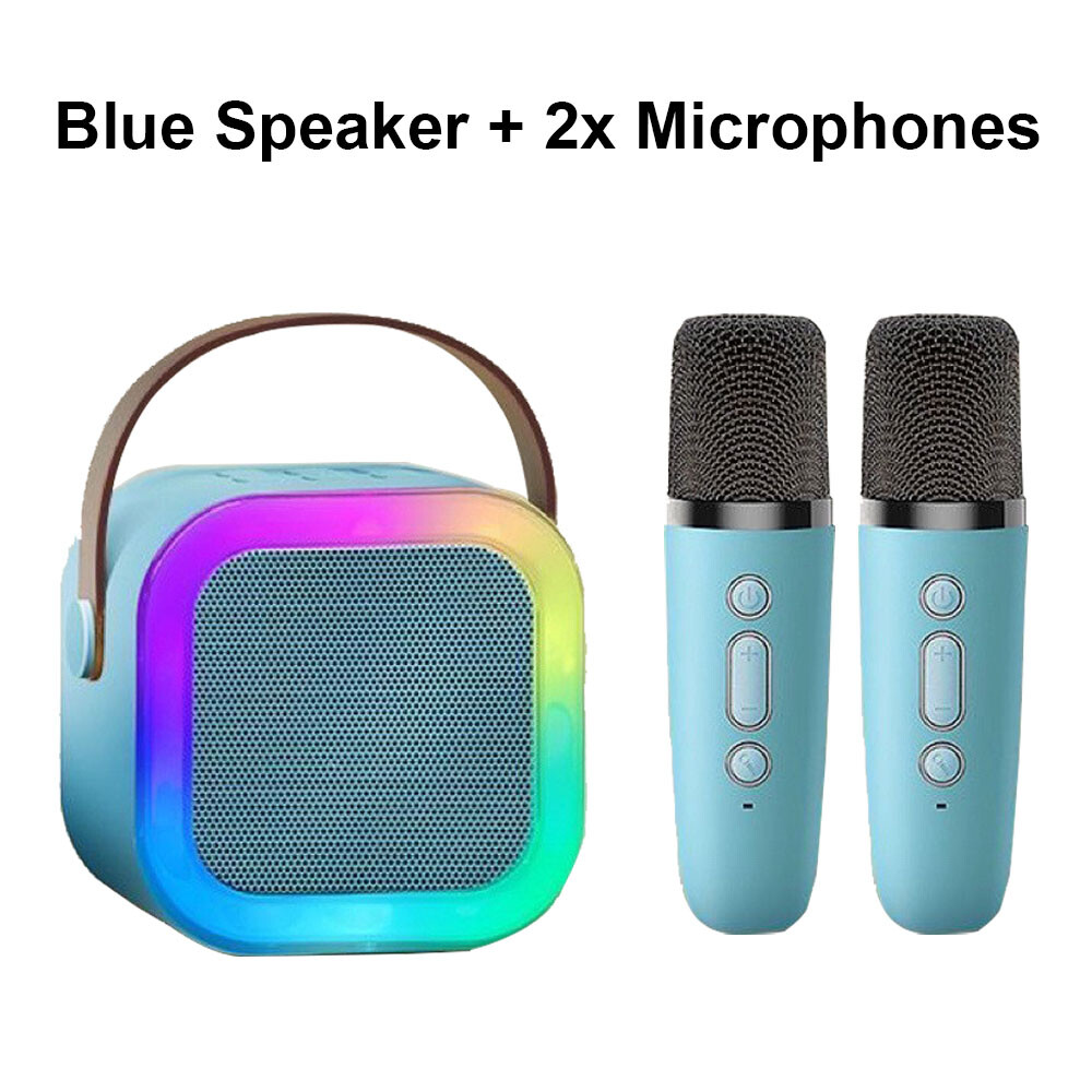 Bluetooth Karaoke Machine Portable Mini Speaker with 2 Wireless Microphones US