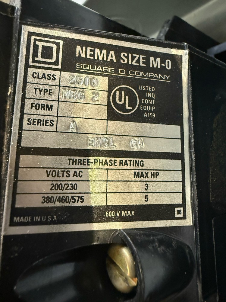 Square D Manual Starter Relay Control Box 2510 5 hp Max