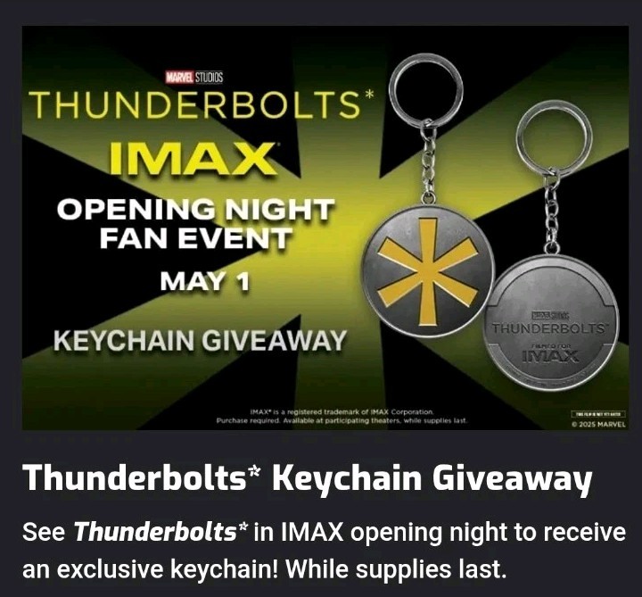 2x Thunderbolts (2025) Keychain IMAX Opening Night Fan Event (05/01/2025) New