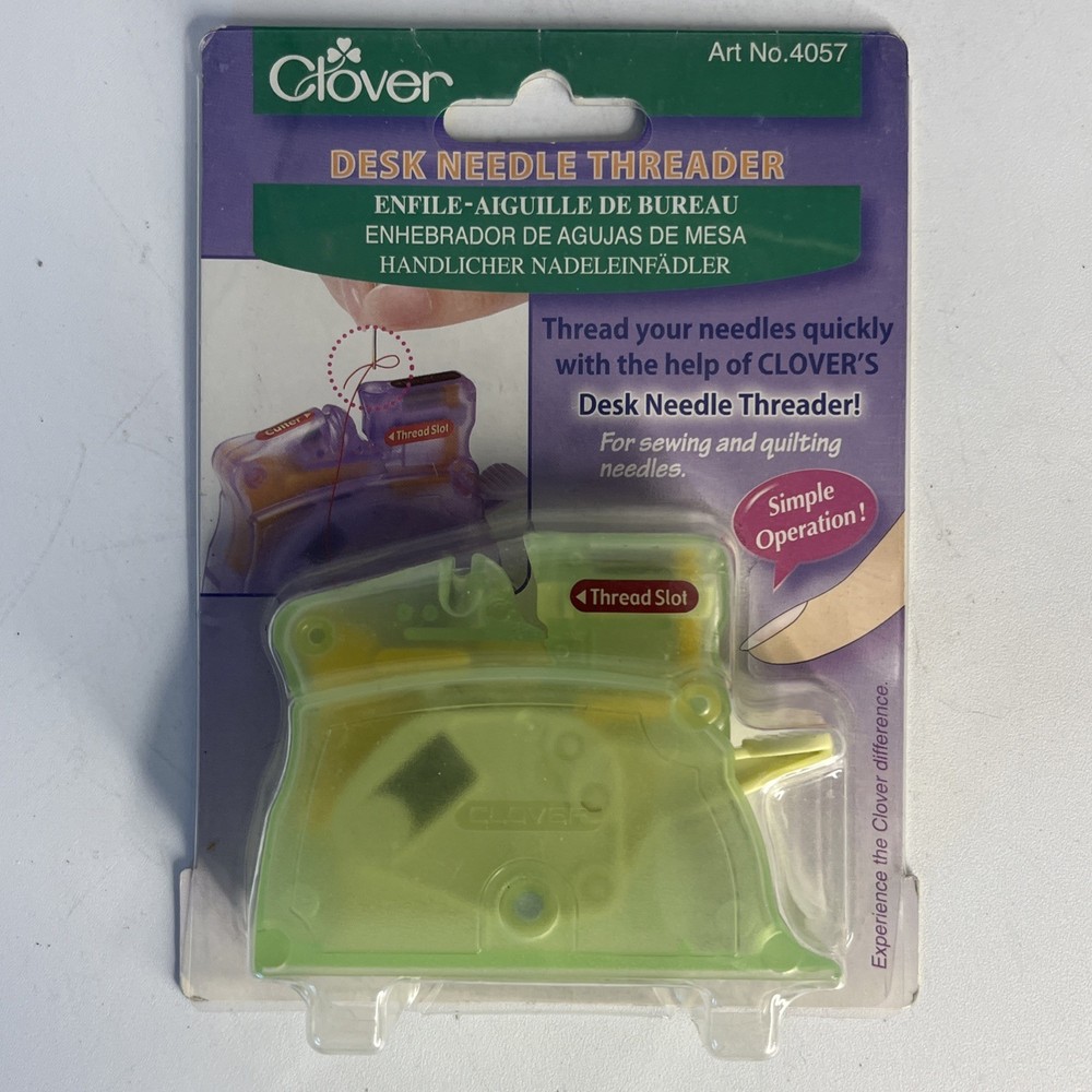 Clover Desk Push Button Needle Threader 4057 New Lime Green