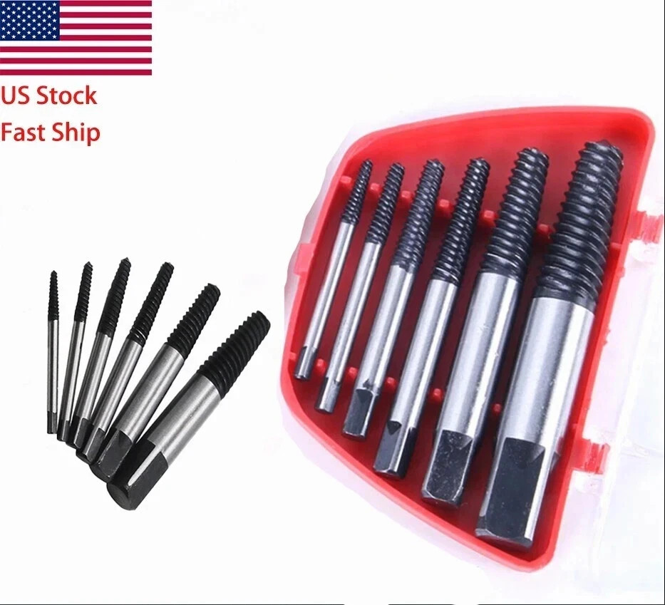 6Pcs Screw Extractor Set Hex Head Multi-Spline Easy Out Bolt Extractor Sets
