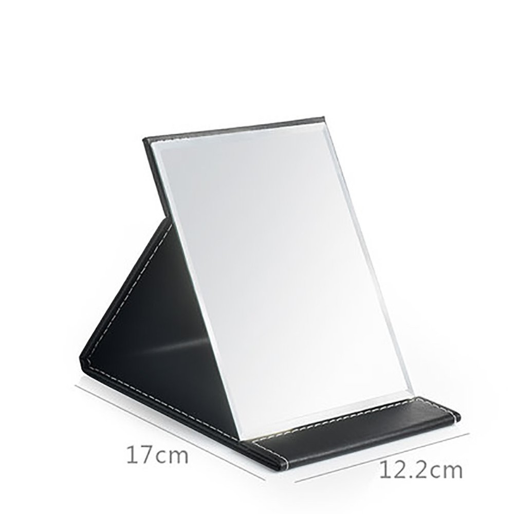 Protable PU Leather Mirror Folding Desktop Makeup Mirror with Adjustable Stan