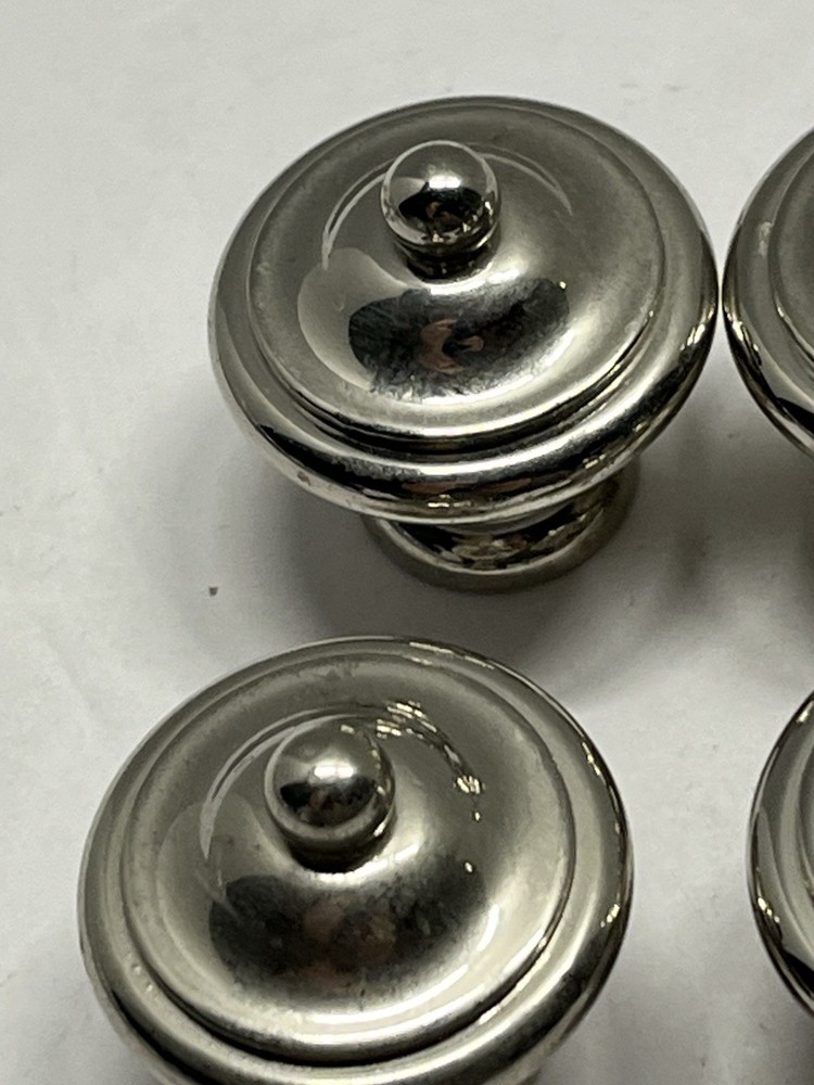 Vintage NOS (8) Heavy Round Chrome Door/Cabinet Knobs
