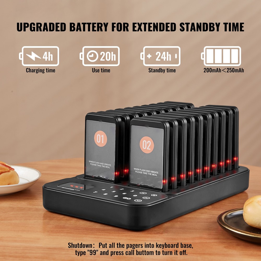 Restaurant Wireless Pager System 20 Call Coasters Guest Queuing Calling