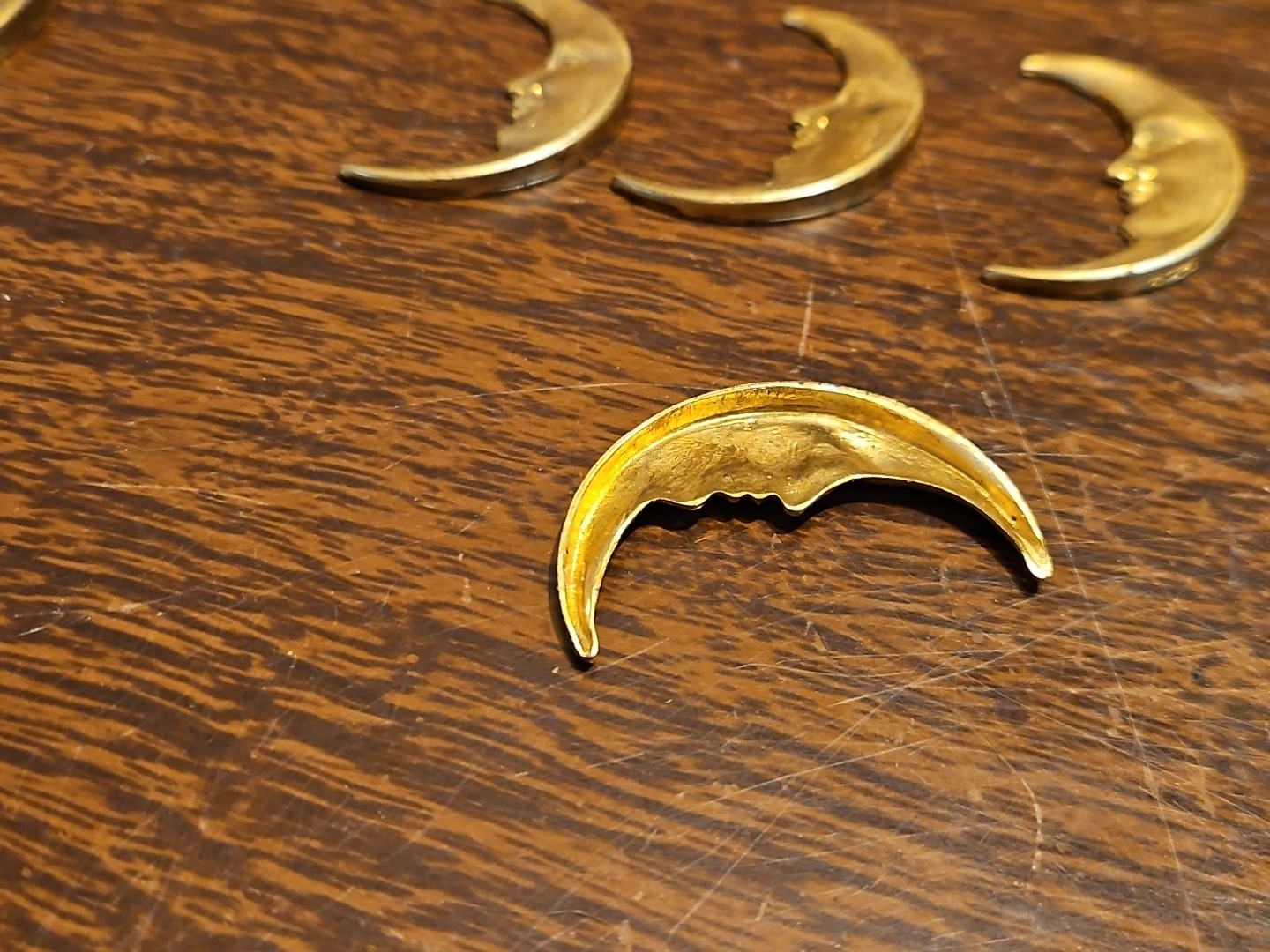 Lot Of 20 Half Moons France Vintage 60s Brass Stampings Findings Jewelry