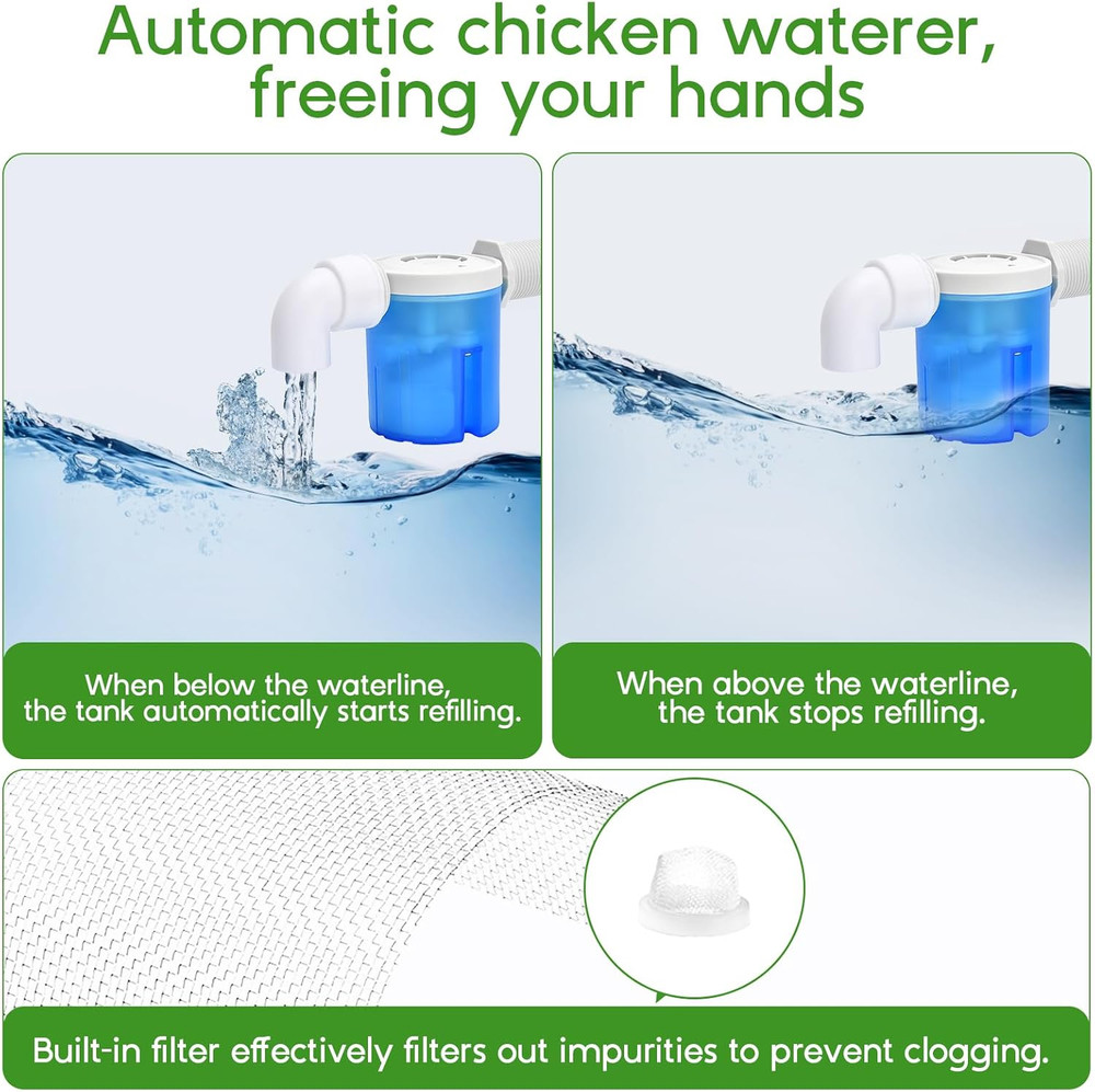 Automatic Chicken Waterer,Valve-Controlled Large Watering System with Stainless