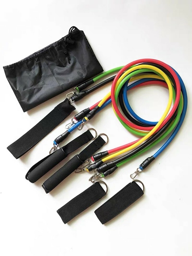 11 PCS Resistance Bands Portable Set, with Door Anchor, For Home Work out !