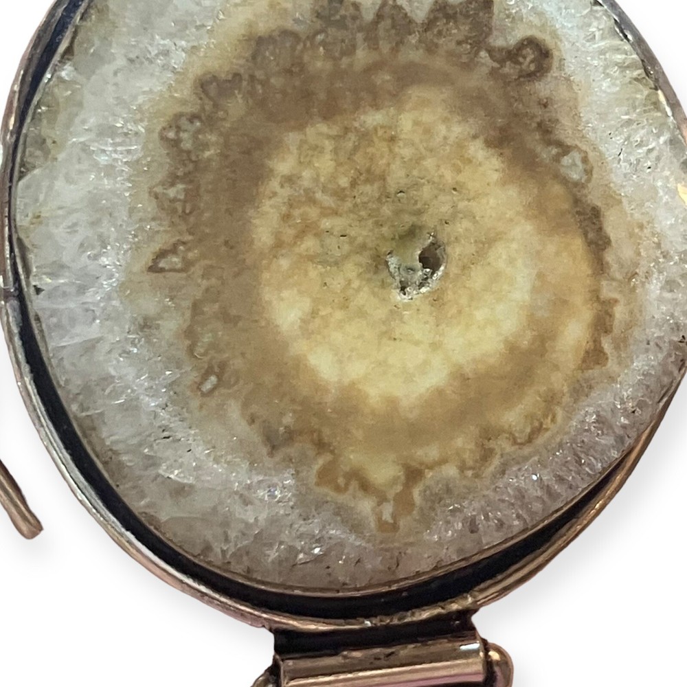Handmade Geode Solar Agate Round Stone 9" Bracelet