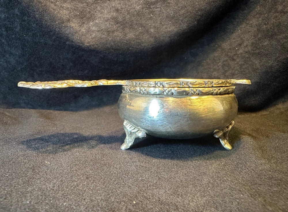 Antique Two Piece Silver Plate Teabag Strainer