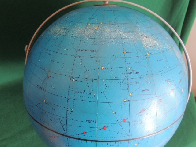 NICE 12" Apollo Celestial Globe 1971 Replogle Rotating Stars Constellations Blue