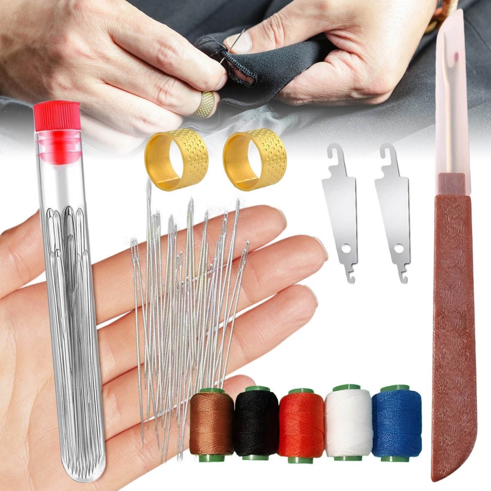 For Home 36 Piece Sewing Tool Set with Needles Threads Portable Repair Kit