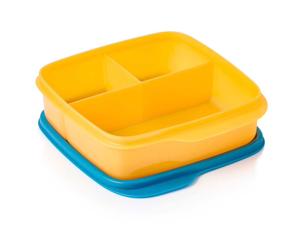 Tupperware Lunch-It Divided Square Snack Storage Orange & Blue New