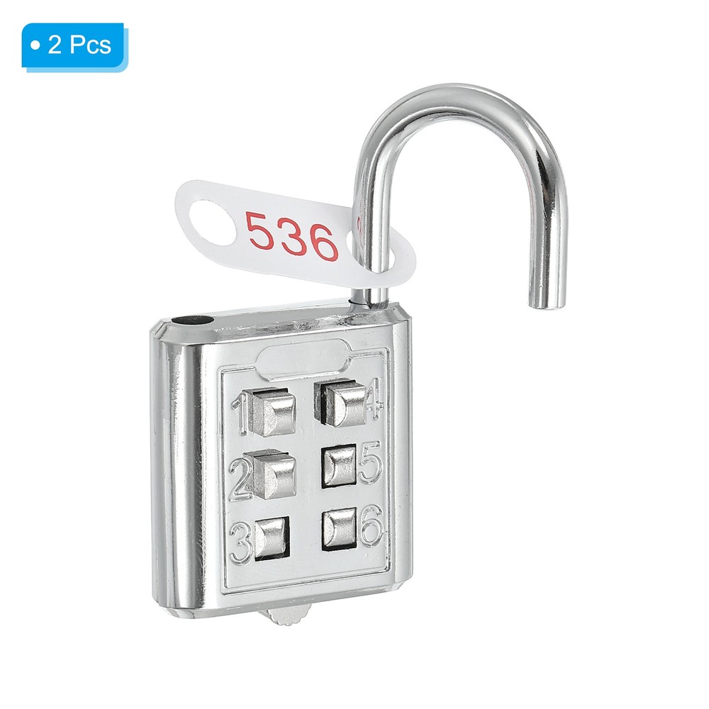 6 Digit Button Combination Padlock 2pack 3 Digit Locking Mechanism Lock Silver