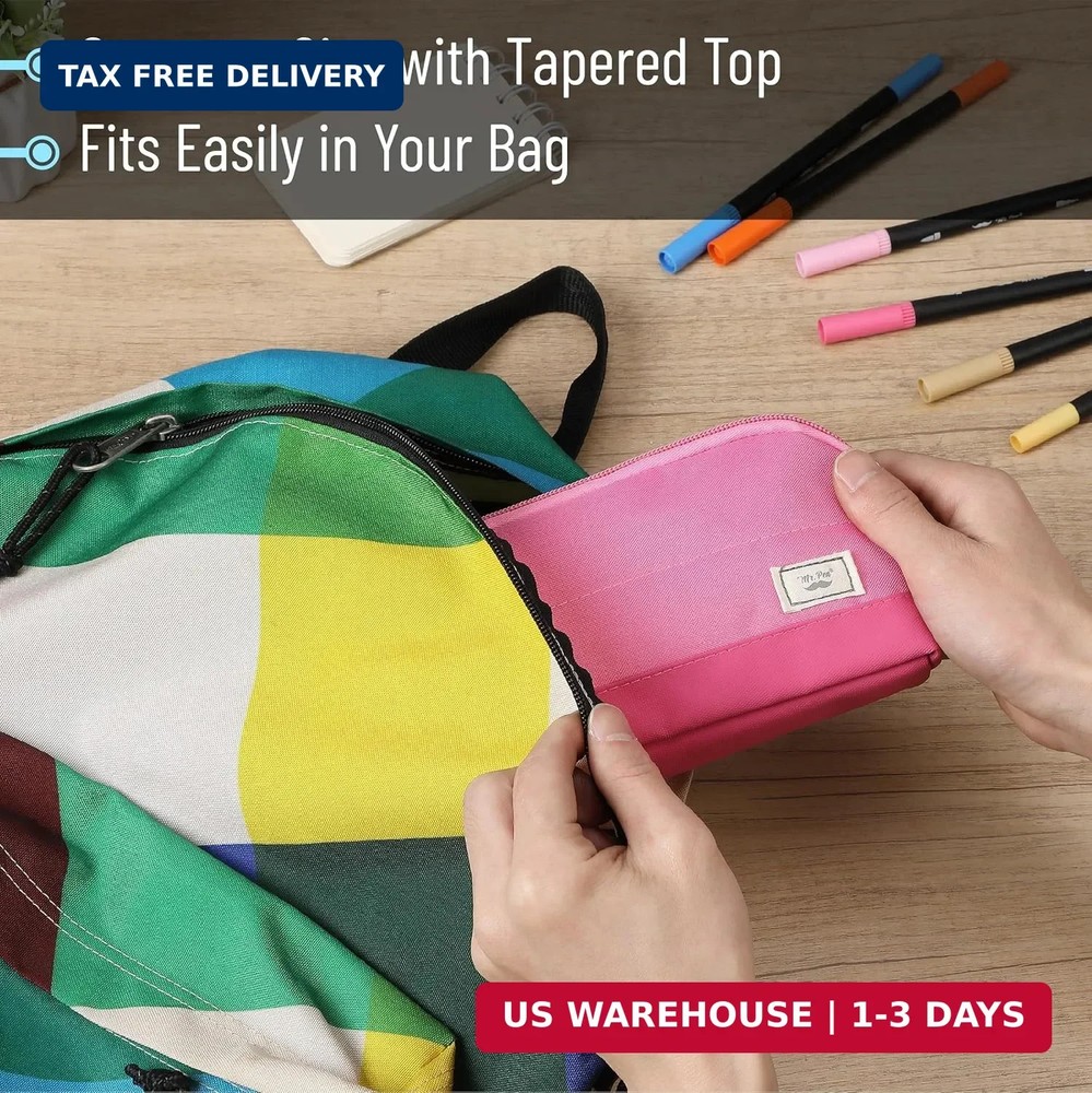 Mr. Pen- Fabric Pencil Case Pouch, Pink, Triangular Shape Pencil Pouch
