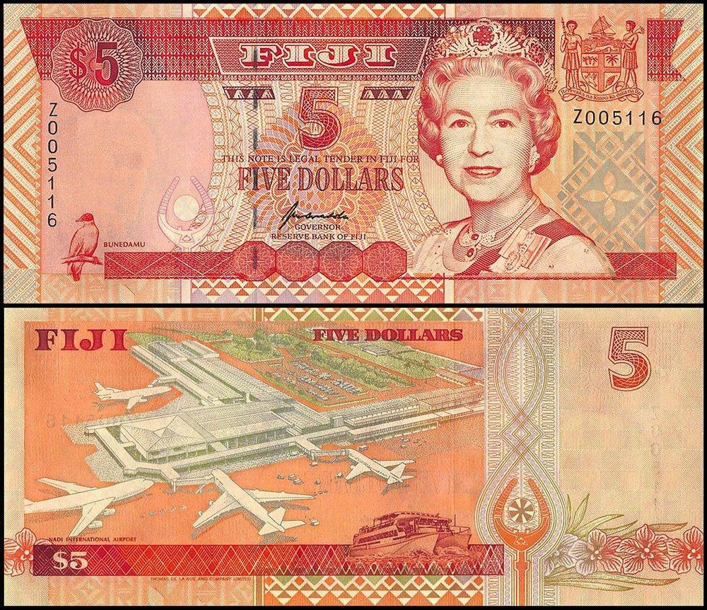 Fiji 5 Dollars, 1995 ND, P-97z, UNC, REPLACEMENT