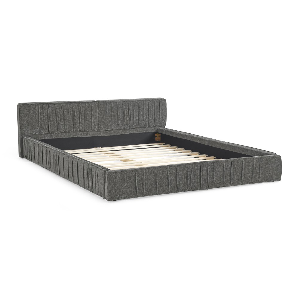Queen Upholstered Bed Frame w/ Headboard & Platform Base, Beige