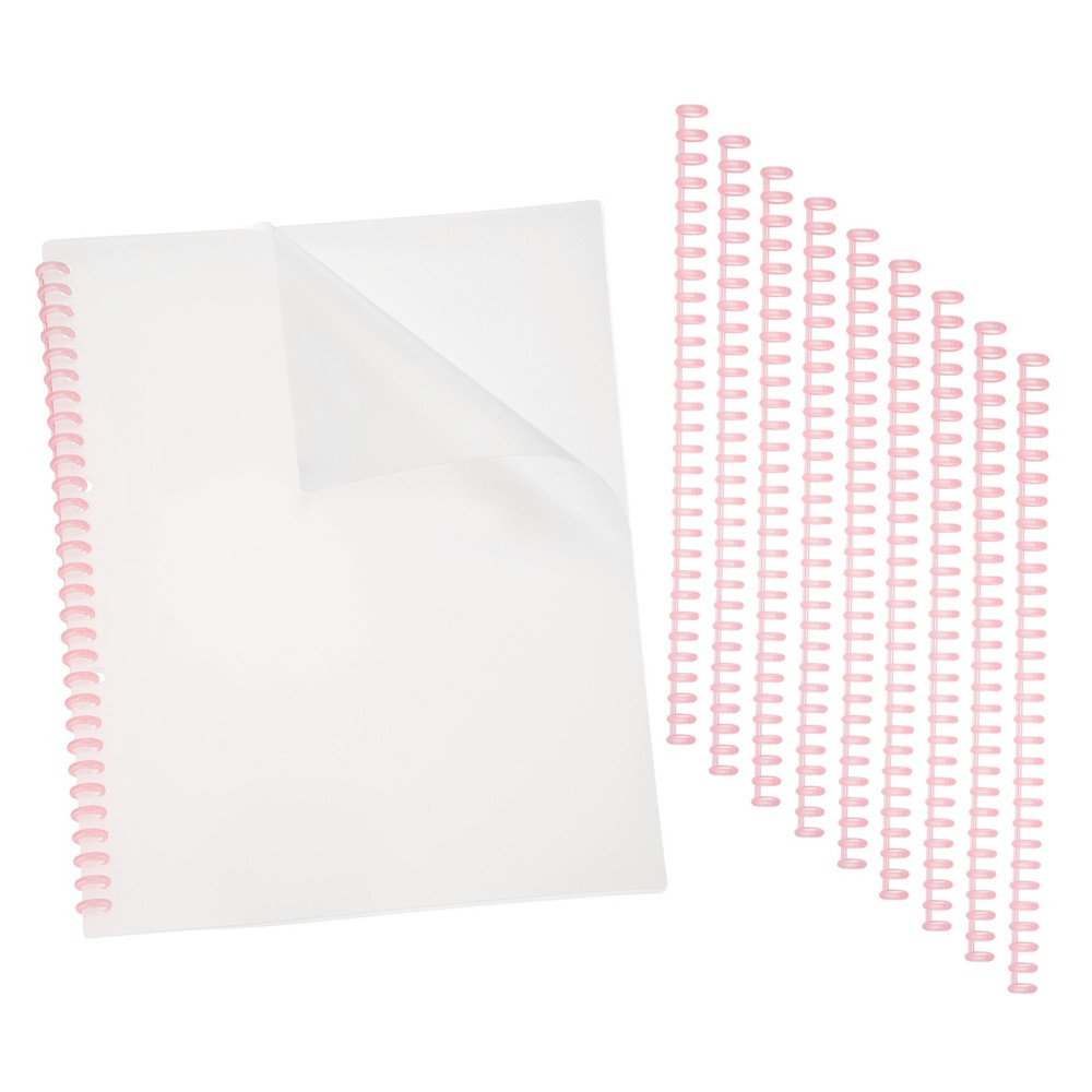 20Pcs Clear Presentation Binding Covers with 10Pcs 8.5mm Combs Kit, Red