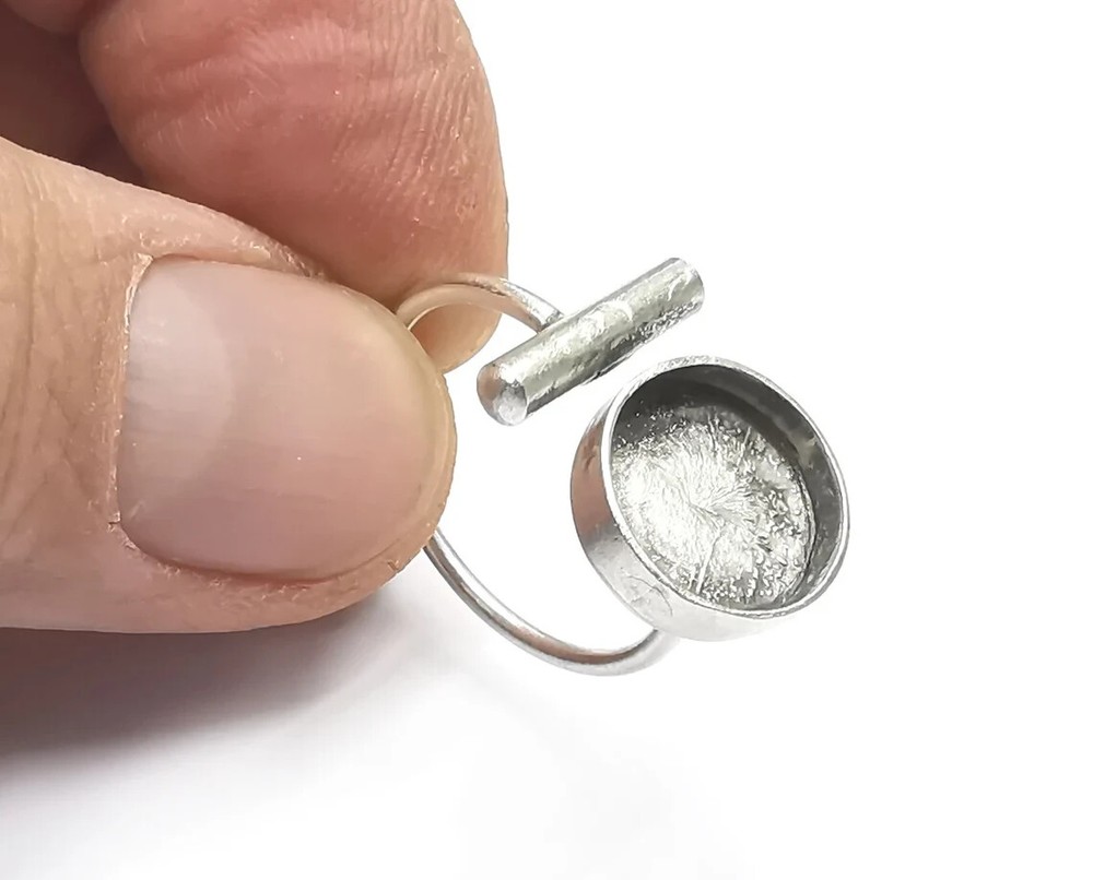 Round Blanks Silver Rod Ring Setting Cabochon Mounting Adjustable Ring Base