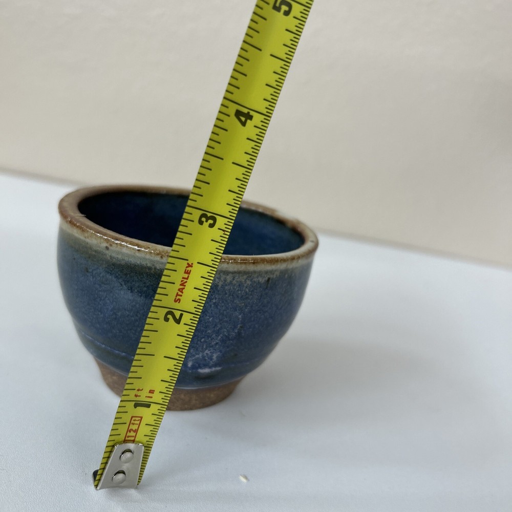 Studio Art Pottery Signed “AR” small blue bowl