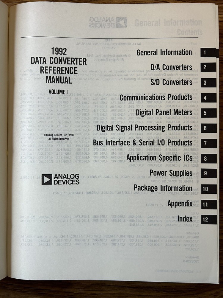Analog Devices Data Converter Reference Manual Volume 1 1992 Data Book
