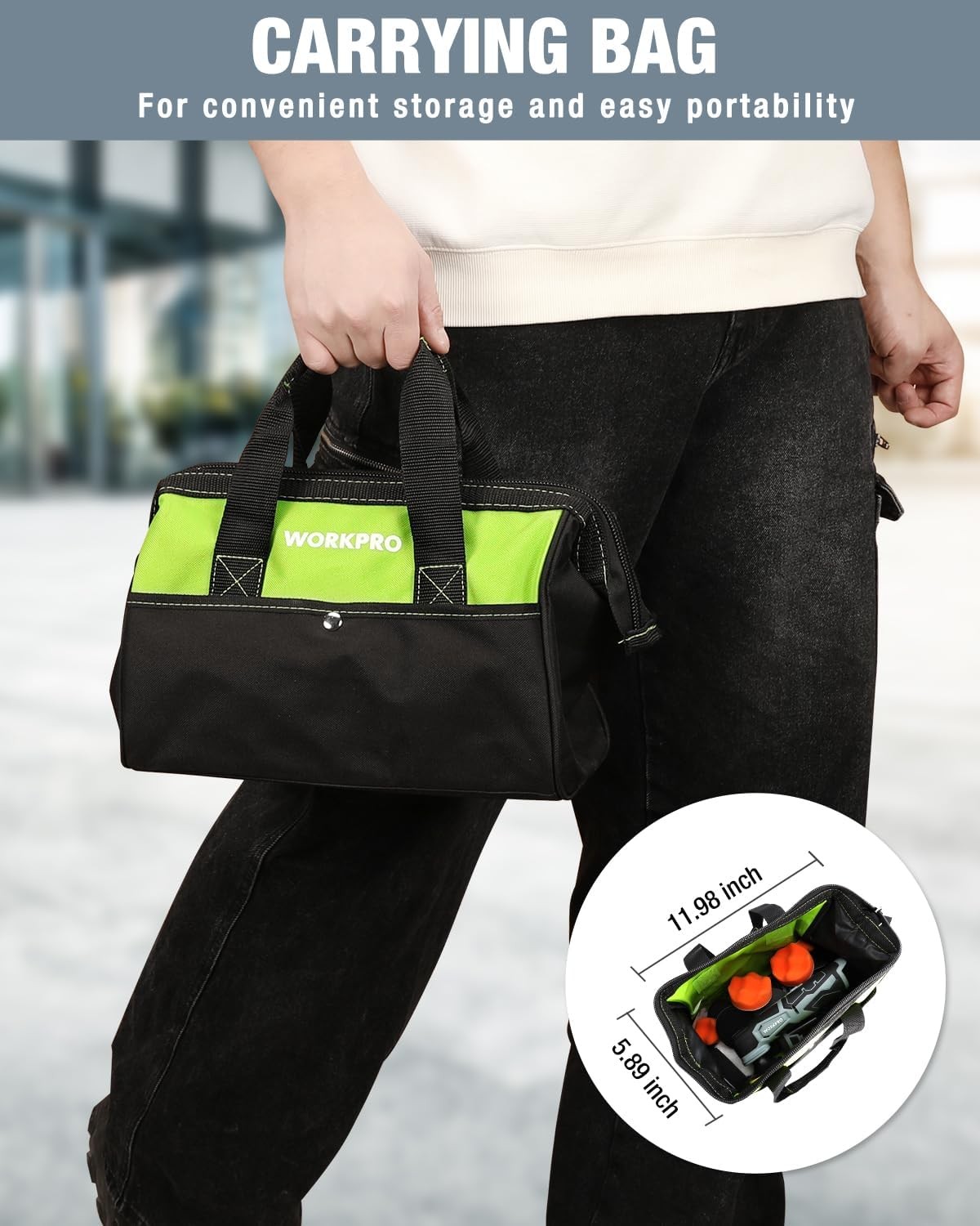 WORKPRO 12V Cordless Mini Buffer Polisher 5 Speed 3000 RPM for Waxing Polishing