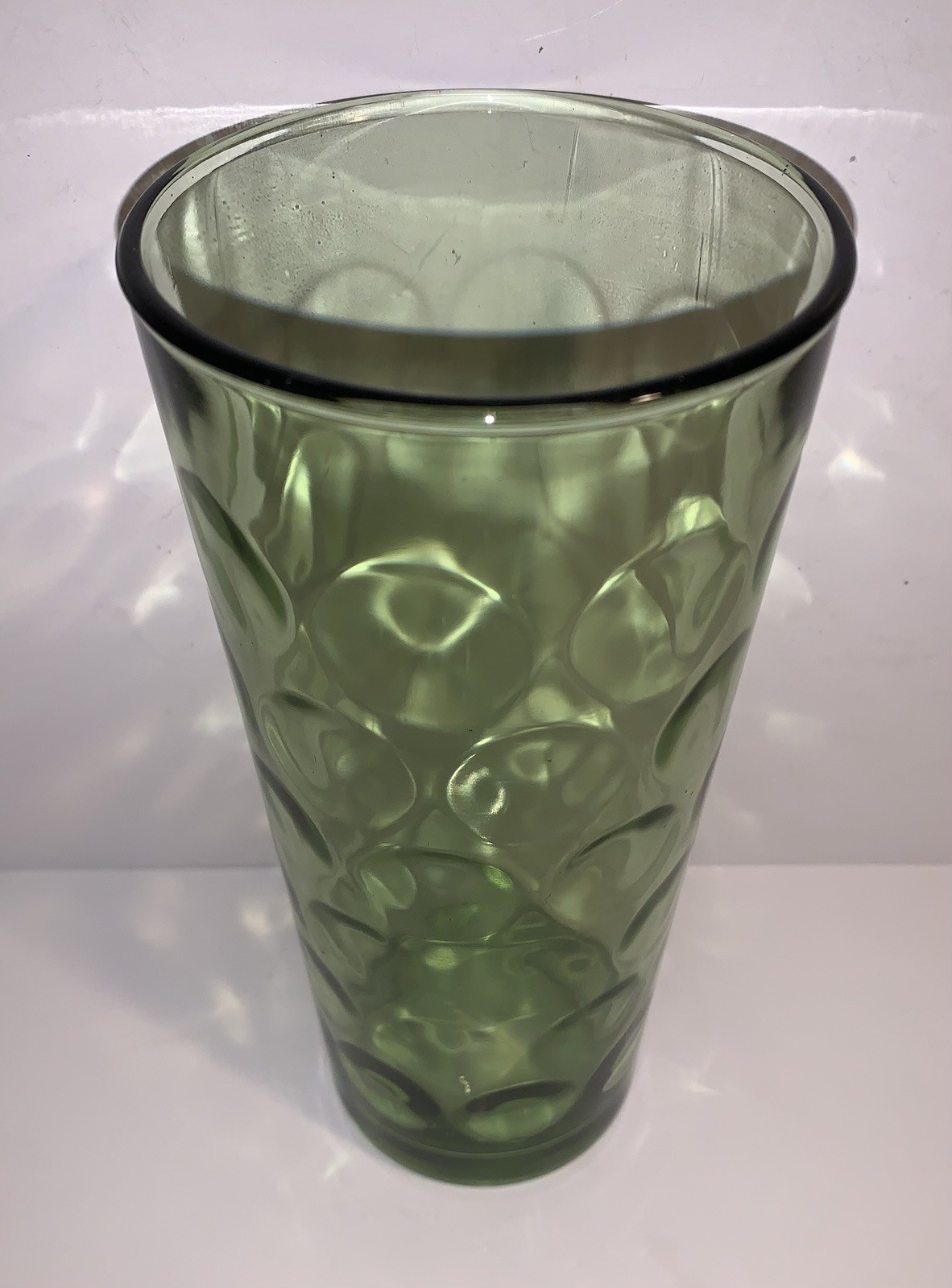 Vintage MCM Hazel Atlas Green El Dorado Optic Dot Glass Tumbler