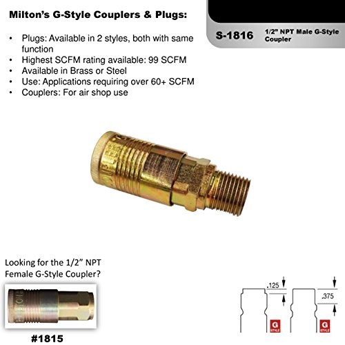 S-1816 1/2" MNPT G Style Coupler Single