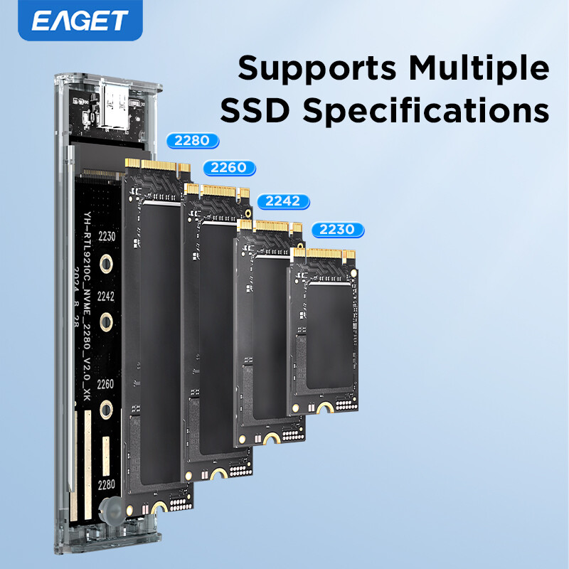 EAGET SE150D M.2 SATA NVMe Dual-Protocol Portable Transparent External Enclosure