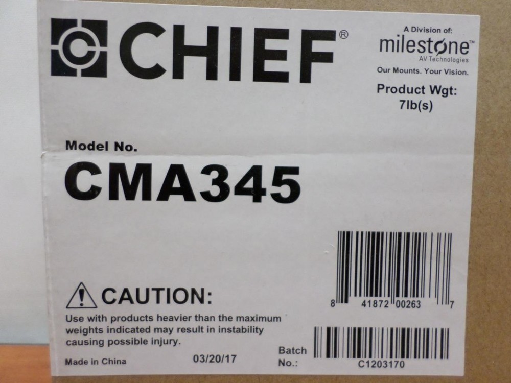Chief CMA345 Structural Ceiling Plate with Rubber Flex Joint - New