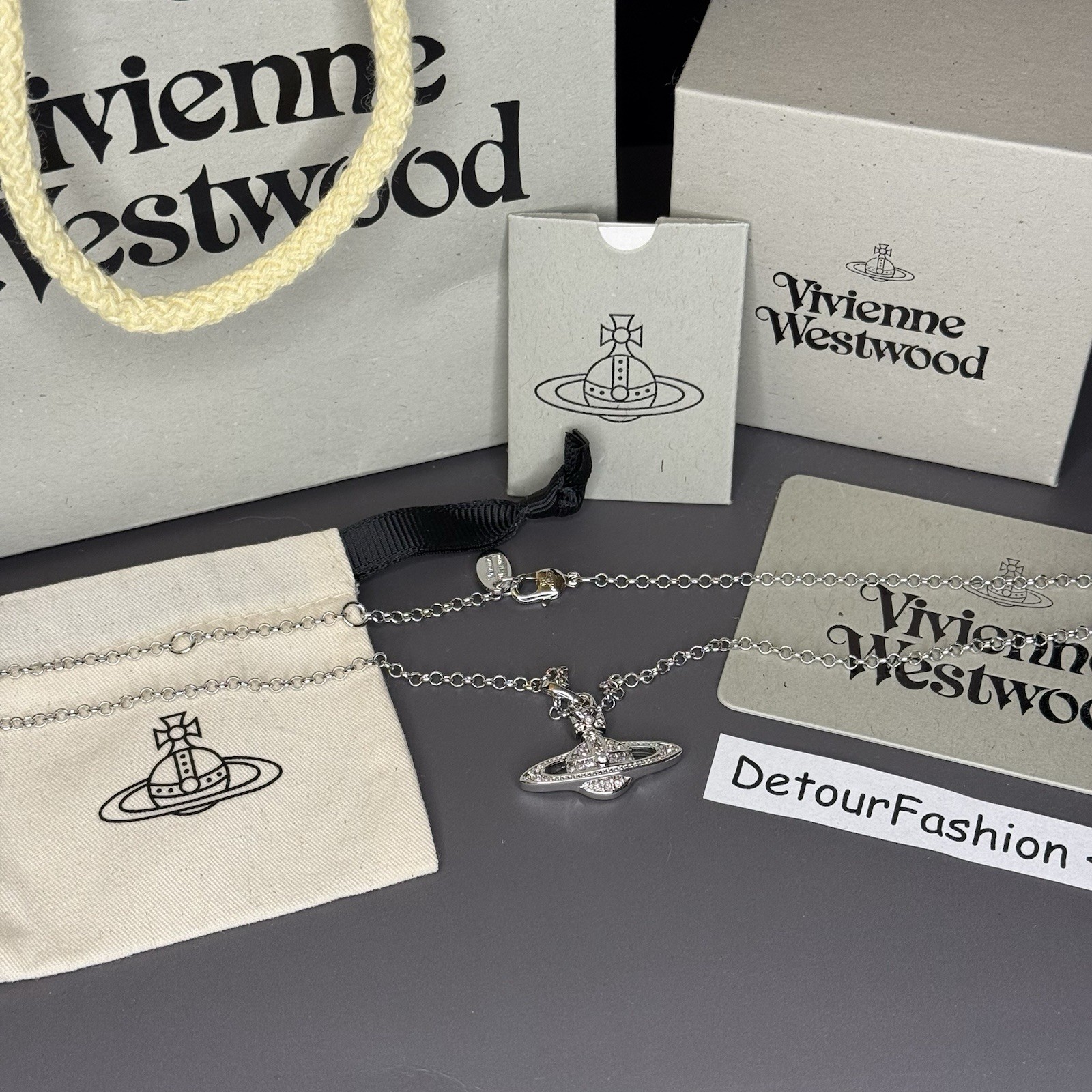 Vivienne Westwood Silver Mini Bas Relief Necklace WITH BOX