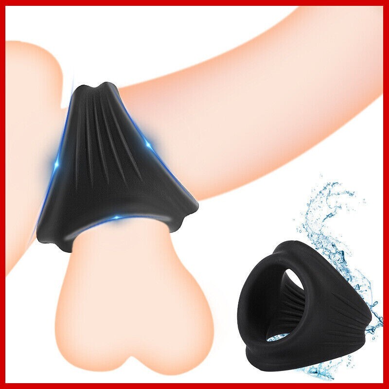 Ball Stretcher Enhancer Squeeze Scrotum Testicle Silicone Ring Delay Ejaculation