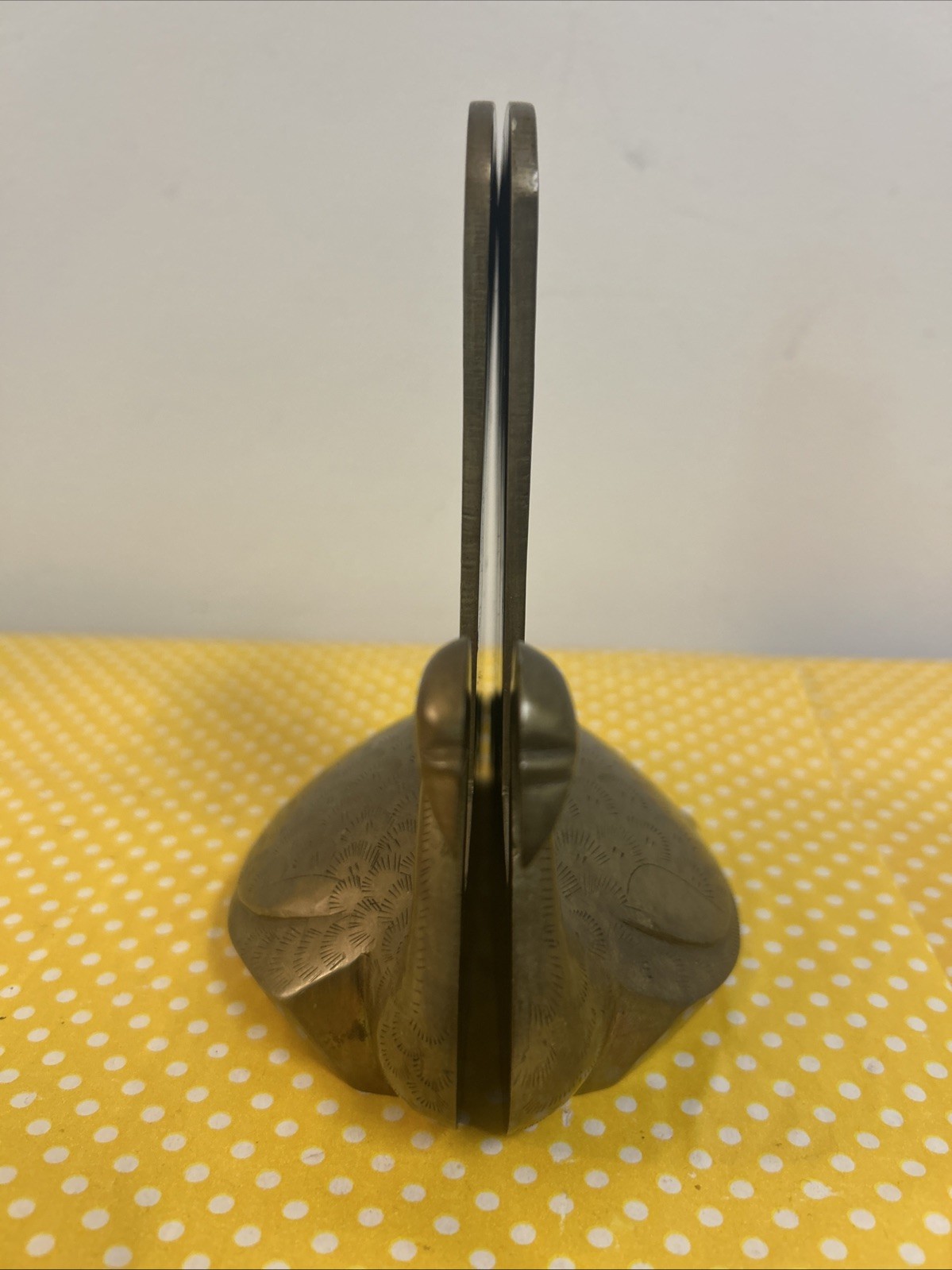 Pair Of Vintage Brass Swan Bookends Chinese Dragon Lotus Flower Carvings Heavy