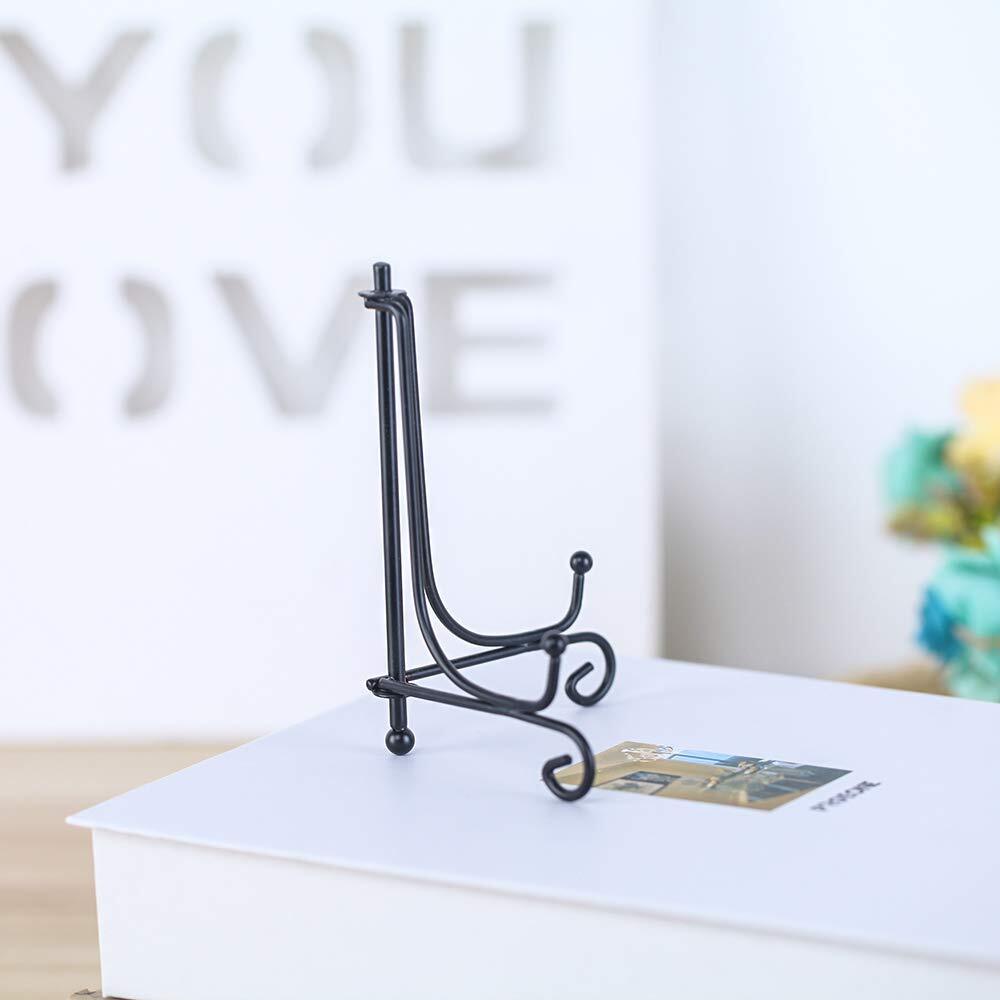 (4 Pack) Iron Display Stand, Black Easel Plate 4 inch pack),