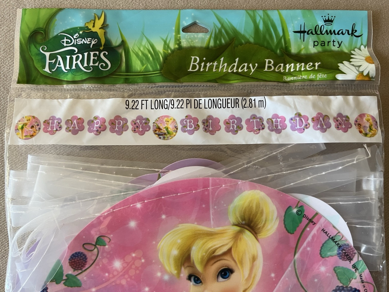 Disney Fairies Tinker Bell Birthday Banner By Hallmark~9.22 Feet Long, Brand New