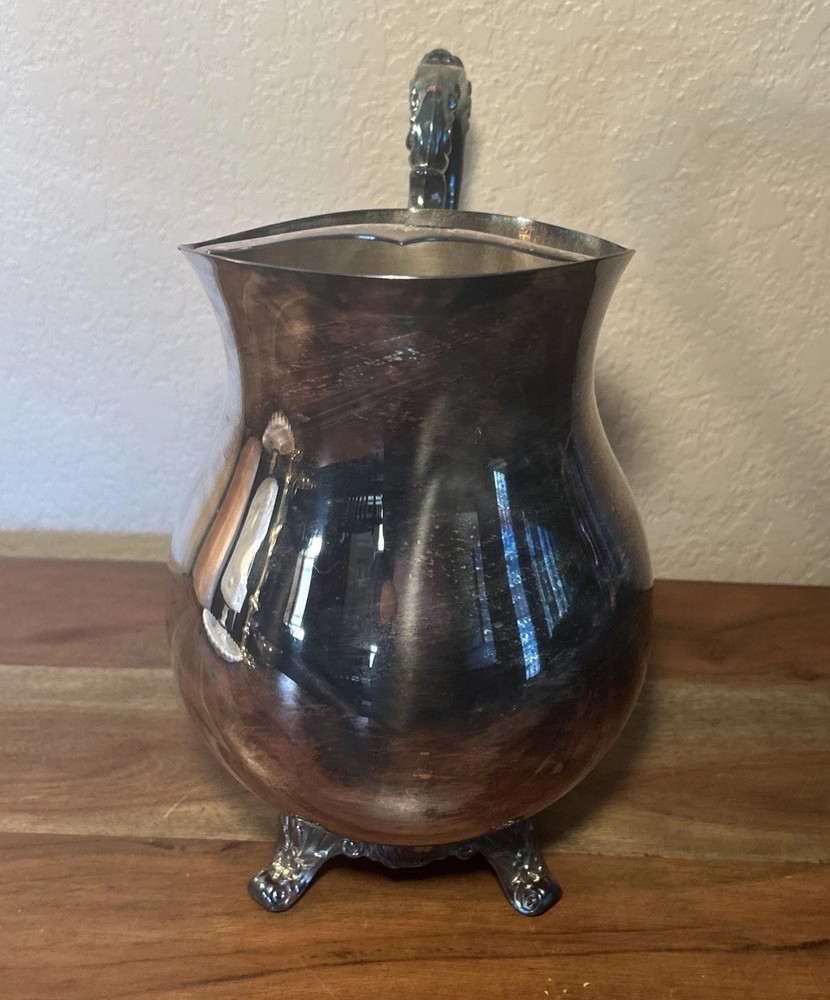 F.B. Rogers Silver Co Silver Plate Footed Pitcher 8.5” Tall